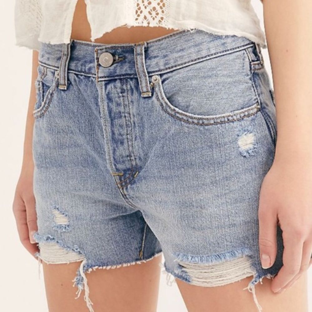 Free People We the Free Sofia Denim Short Regular Mid Rise Button Fly Size 27
